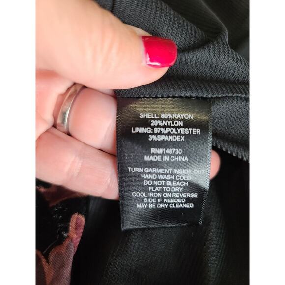 Eci Ny Y2K Sz 8 black velvet floral dress whimsigoth fairygoth asymmetrical hem - Picture 7 of 9